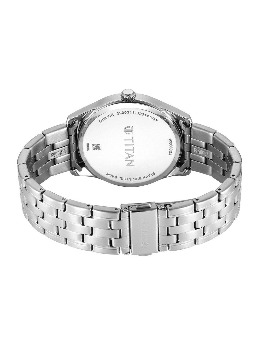 Titan Dial & Stainless Steel Bracelet Style Strap Analogue Watch - 10063SM01