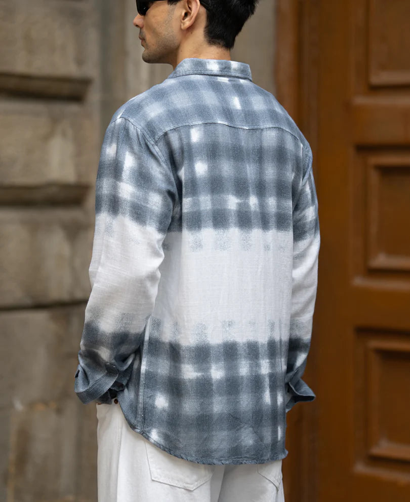 Powerlook Blue Abstract Print Shirt Cotton