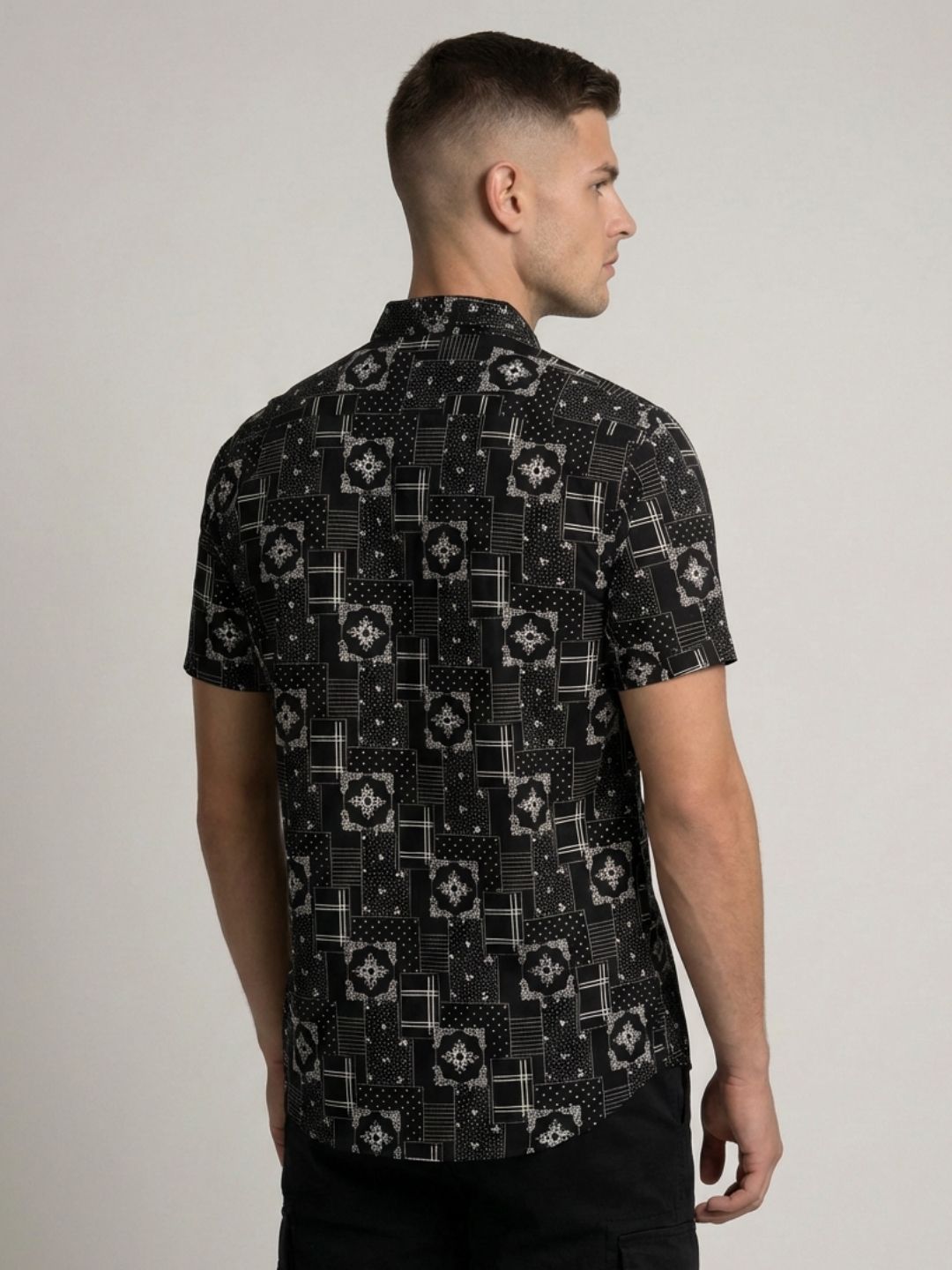 Mokajodi Black Slim Fit Printed Casual Shirt