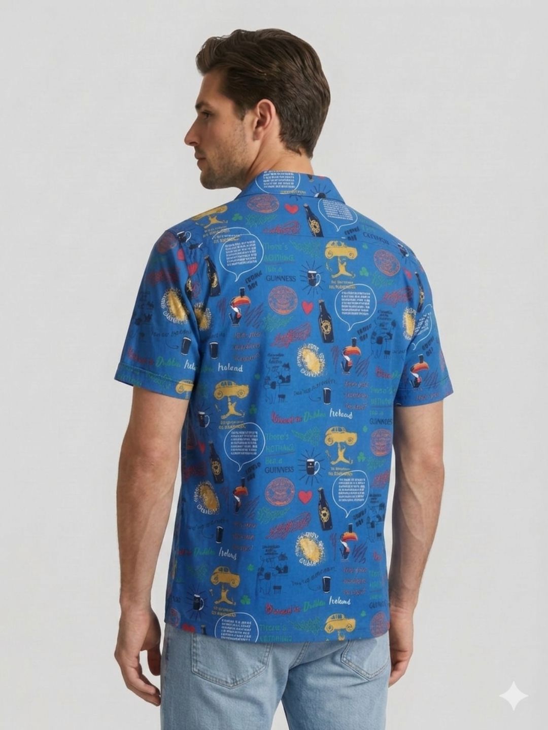 Mokajodi Blue Boxy Fit Printed Casual Shirt