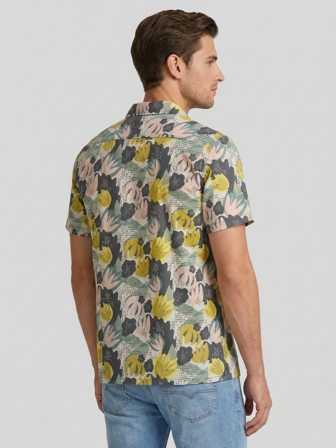 Mokajodi Yellow Boxy Fit Printed Casual Shirt