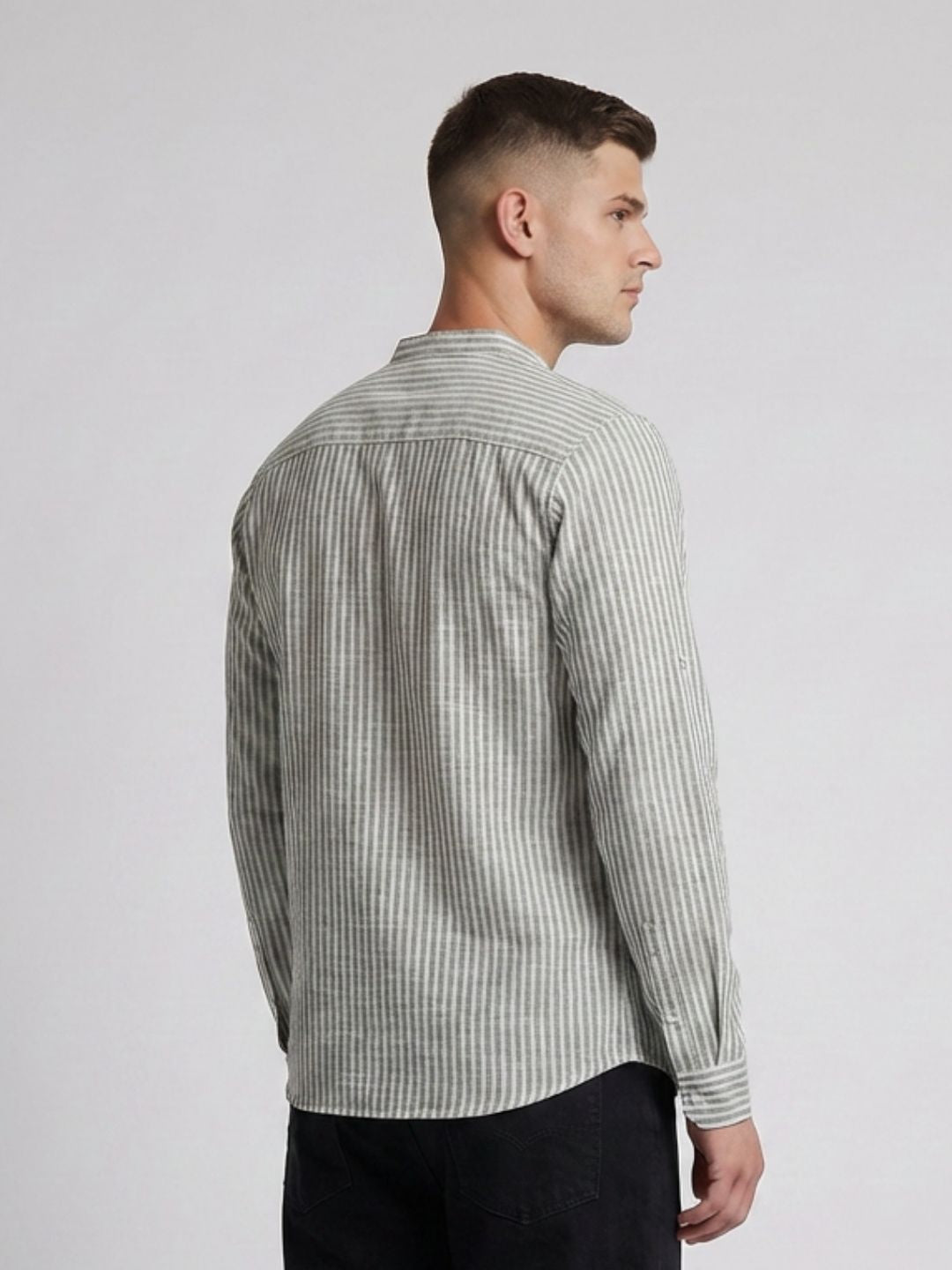 Mokajodi Blue Slim Fit Mandarin Shirt