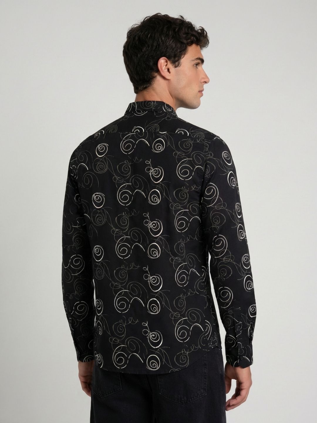 Mokajodi Black Slim Fit Printed Casual Shirt