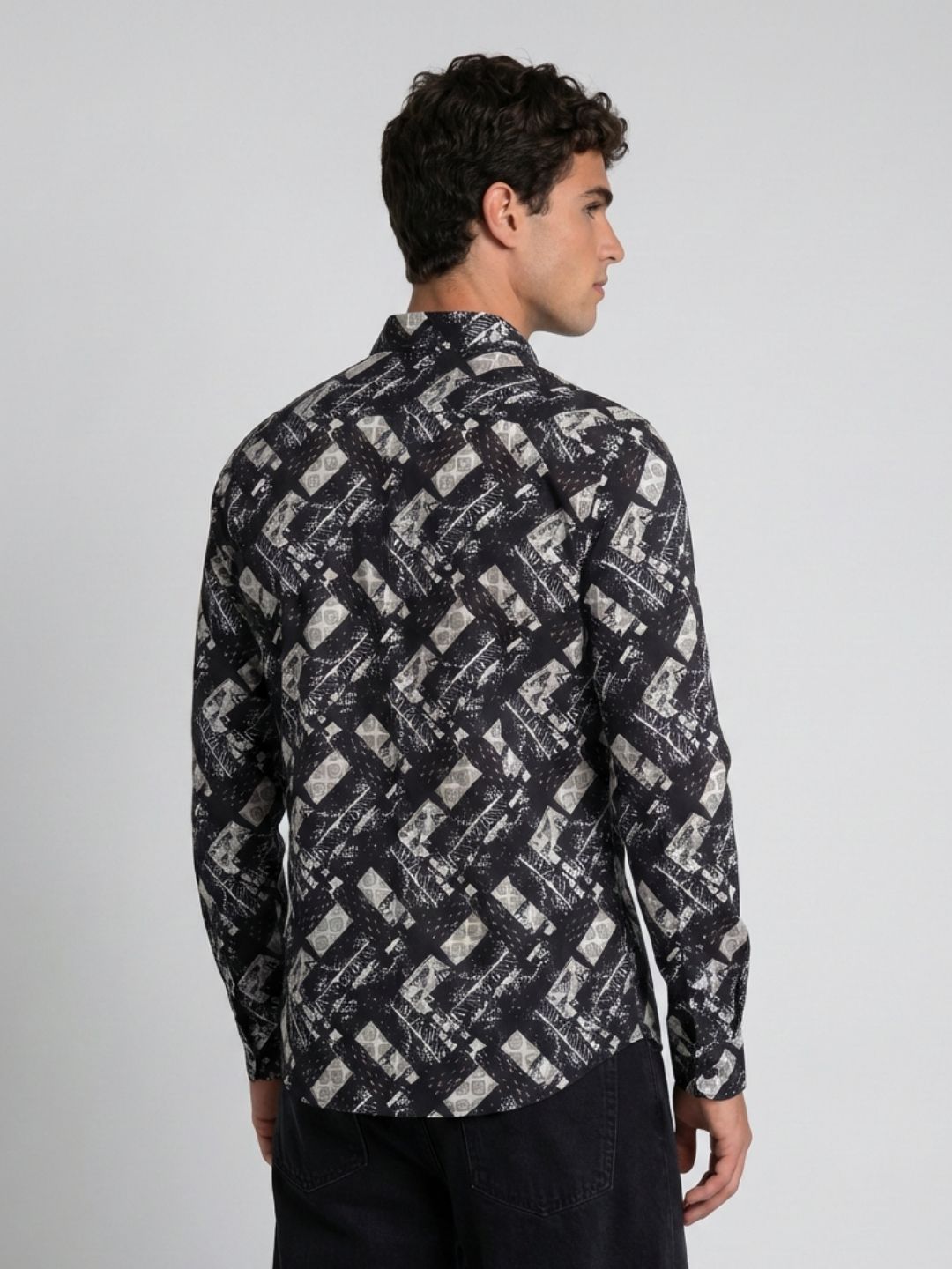 Mokajodi Black Slim Fit Printed Casual Shirt