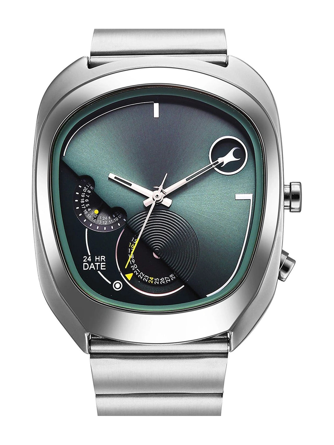 Fastrack UFO Quartz Multifunction Green Dial Stainless Steel Strap Watch - 3327SM01