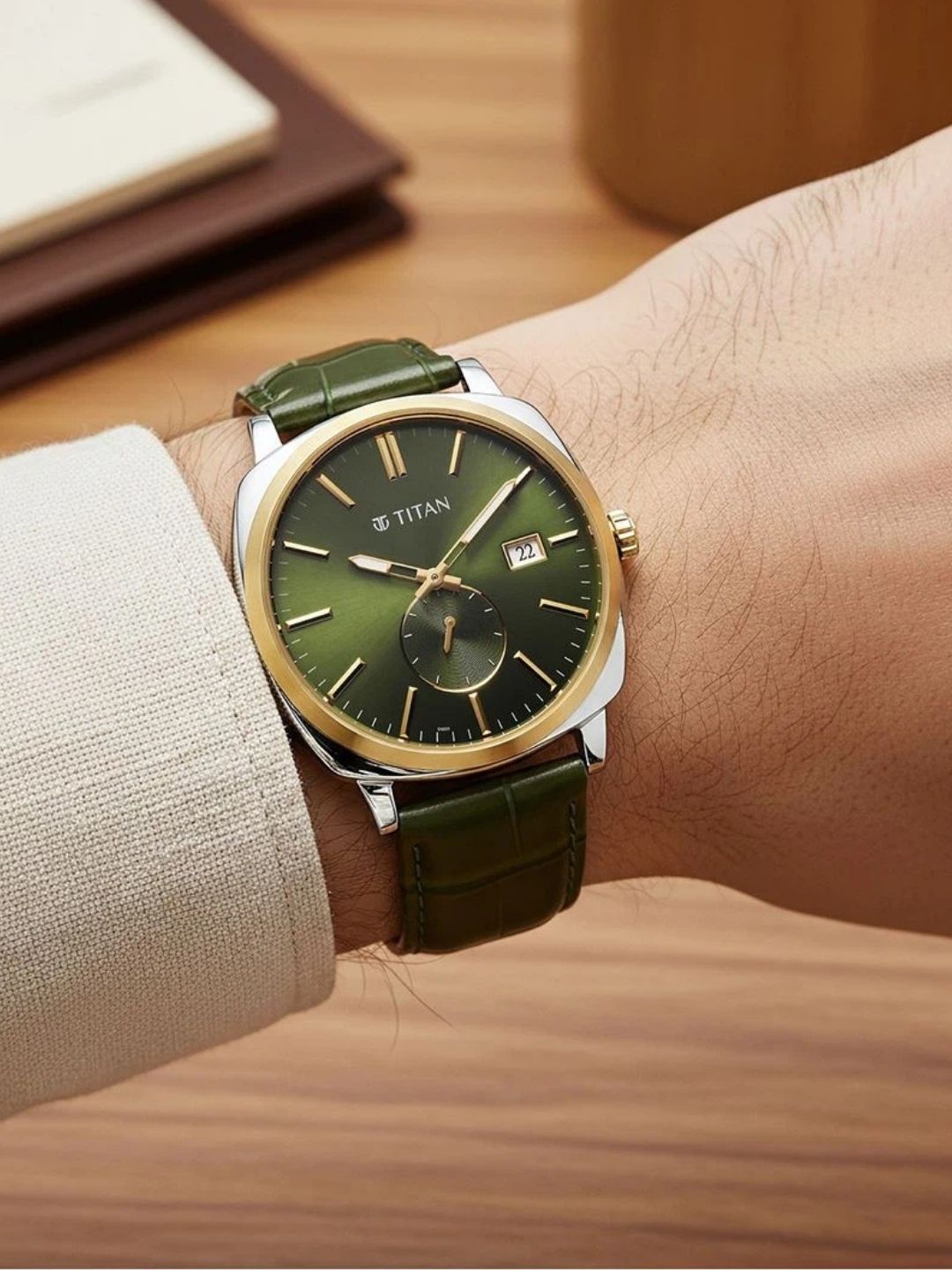 Titan Classique Suave 2.0 Analog Green Dial Watch - 90189BL01