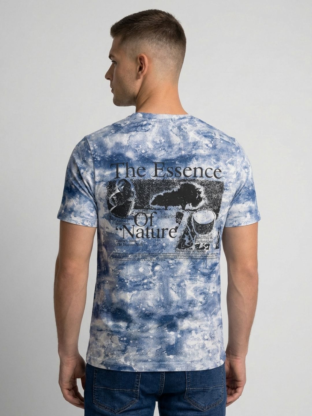 Mokajodi Blue Slim Fit Graphic Print T-Shirt