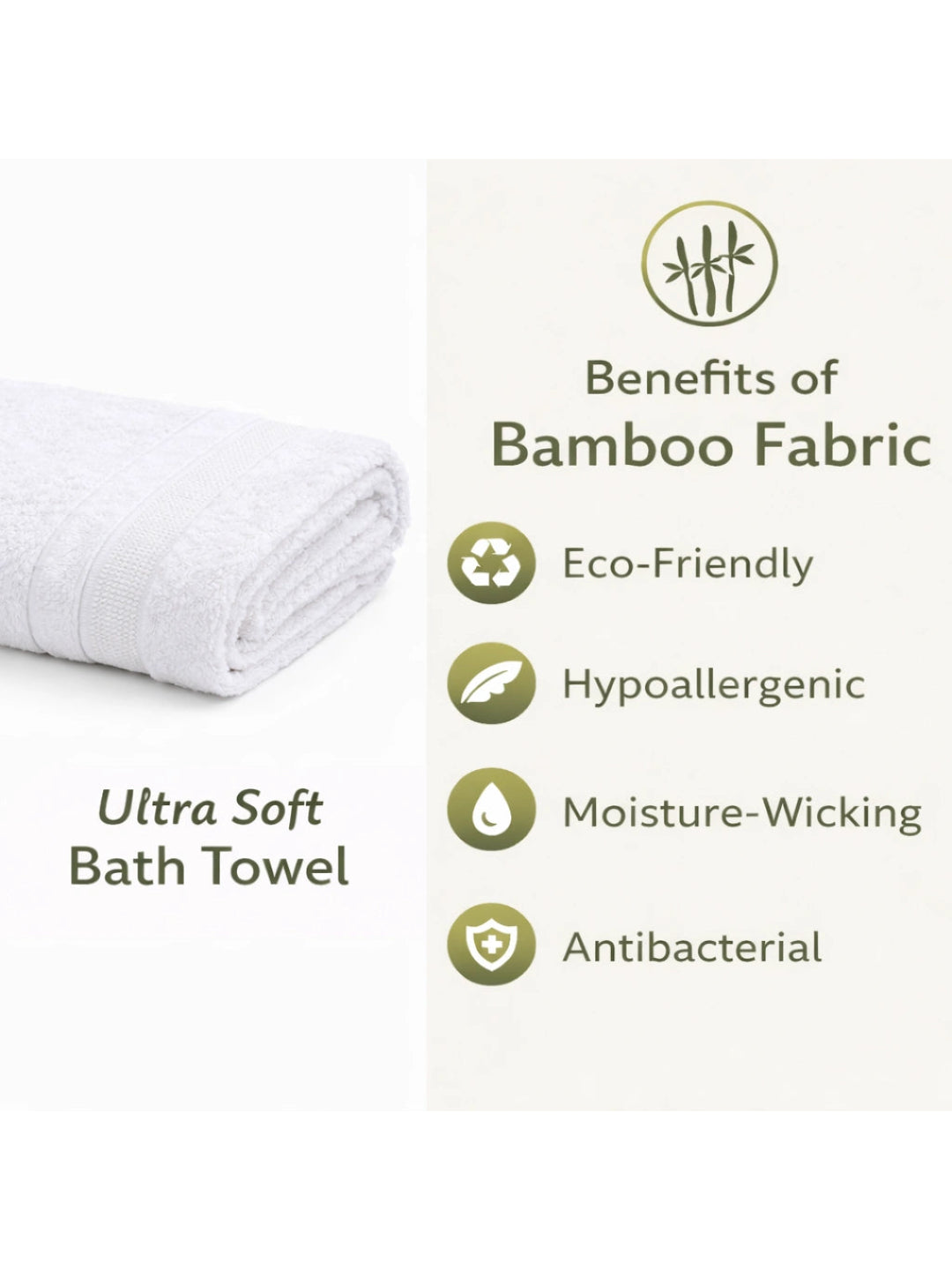 Bamboology White Ultra Soft Quick Dry Bath Towel