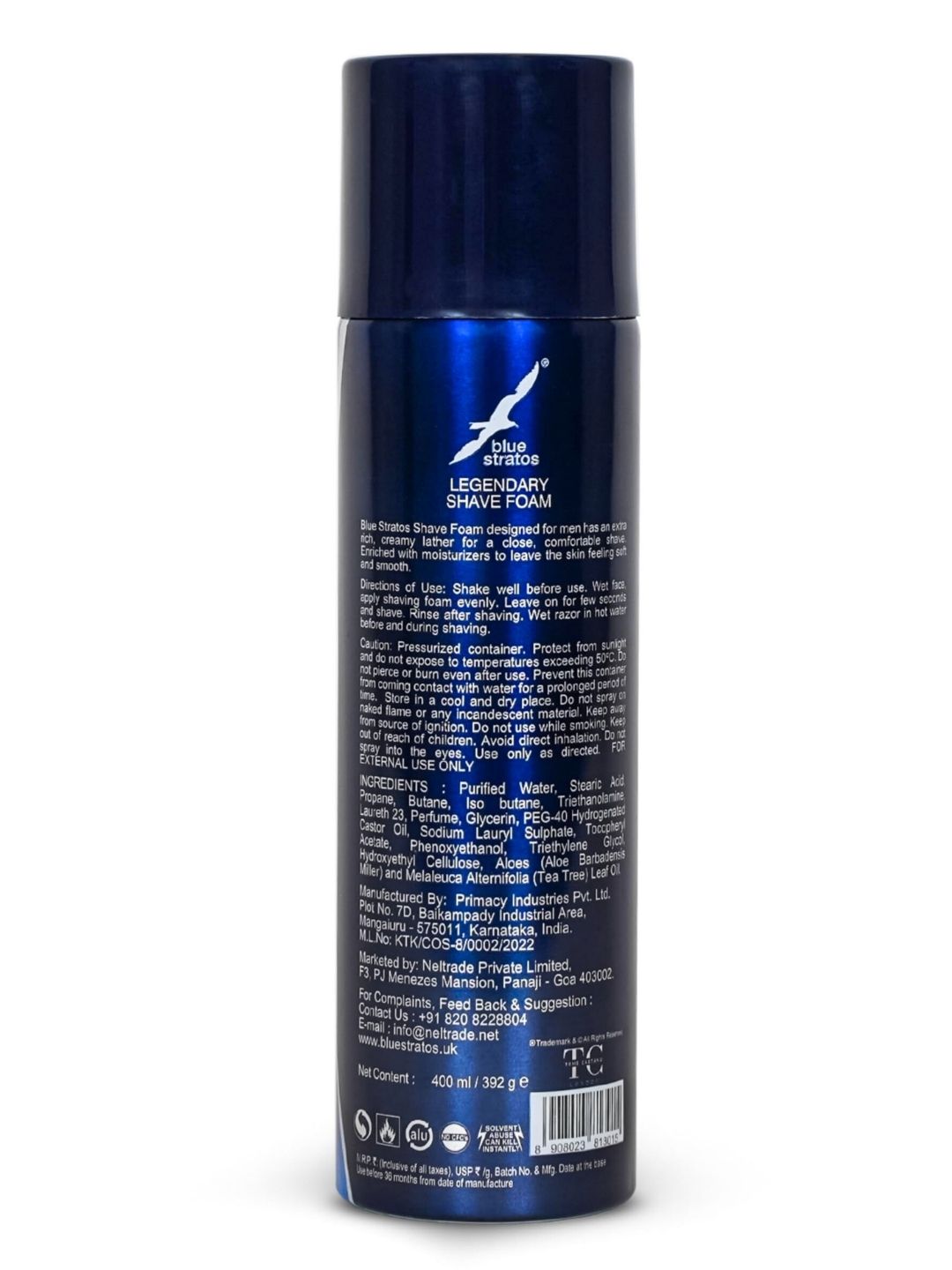 Blue Stratos Legendary Shave Foam (400ml)