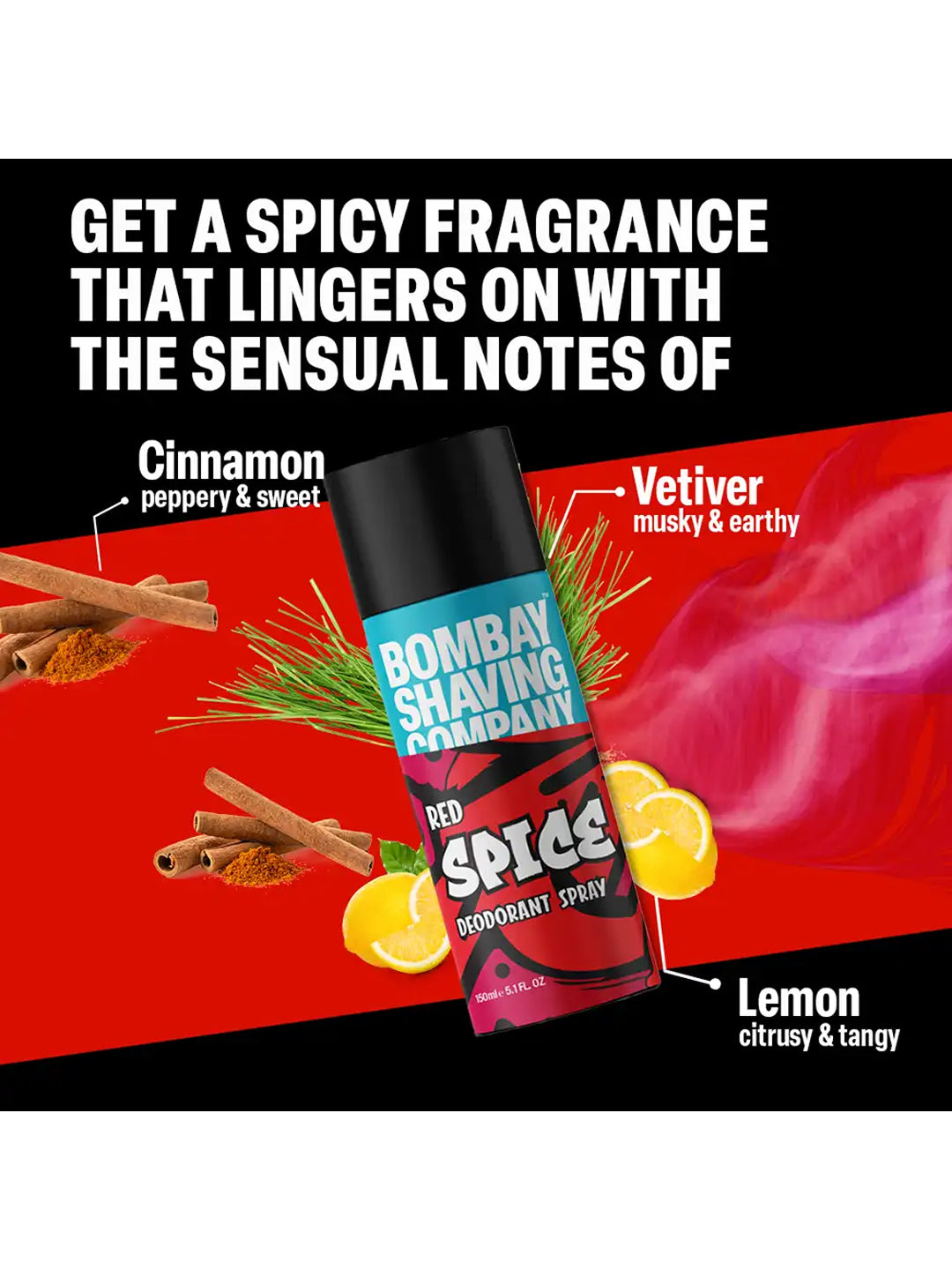 Bombay Shaving Company Red Spice Deodorant Spray 150ml (Pack of 2)