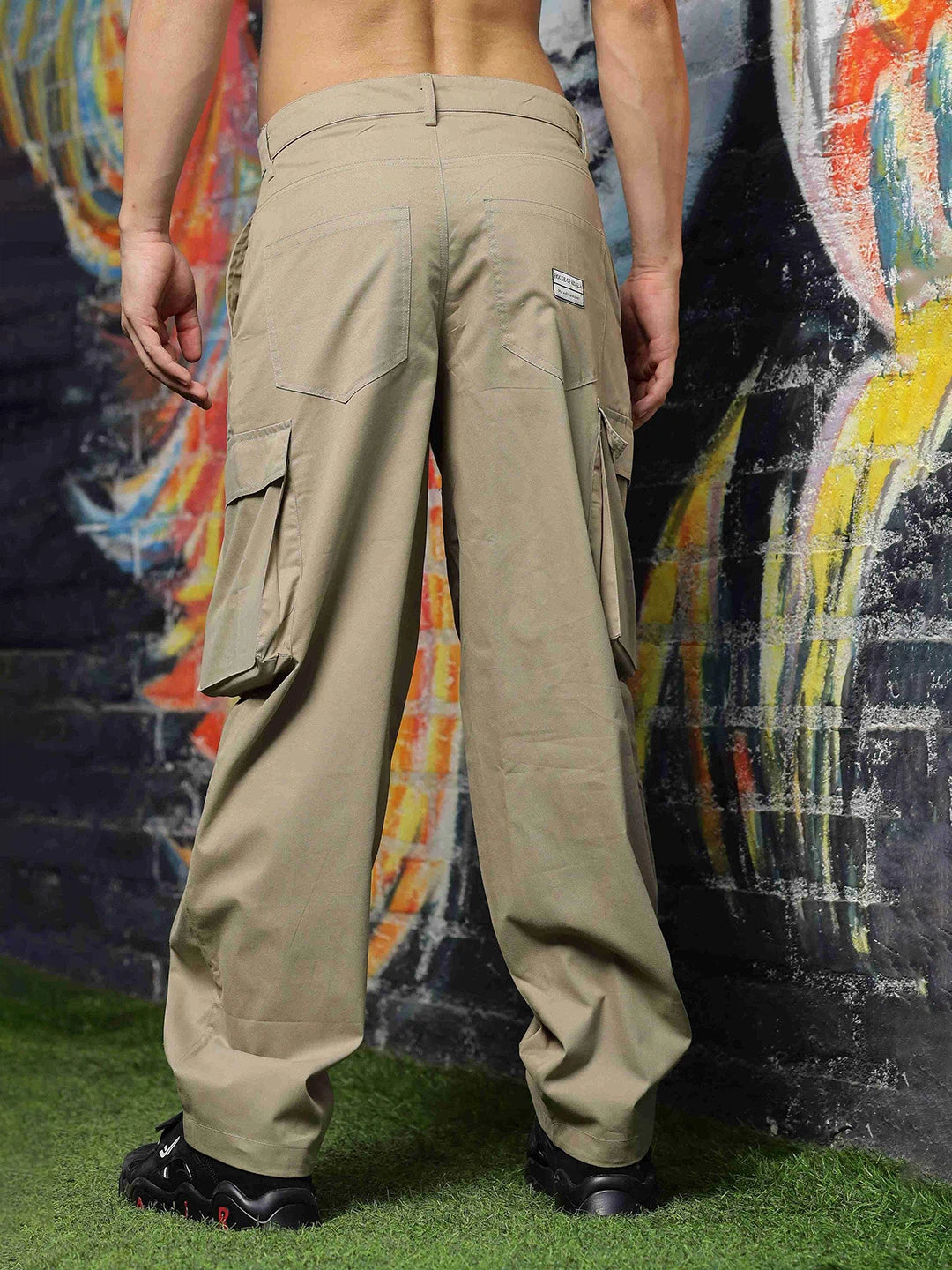 House Of Koala Baggy fit 6 Pocket Beige Cotton Cargo Trousers