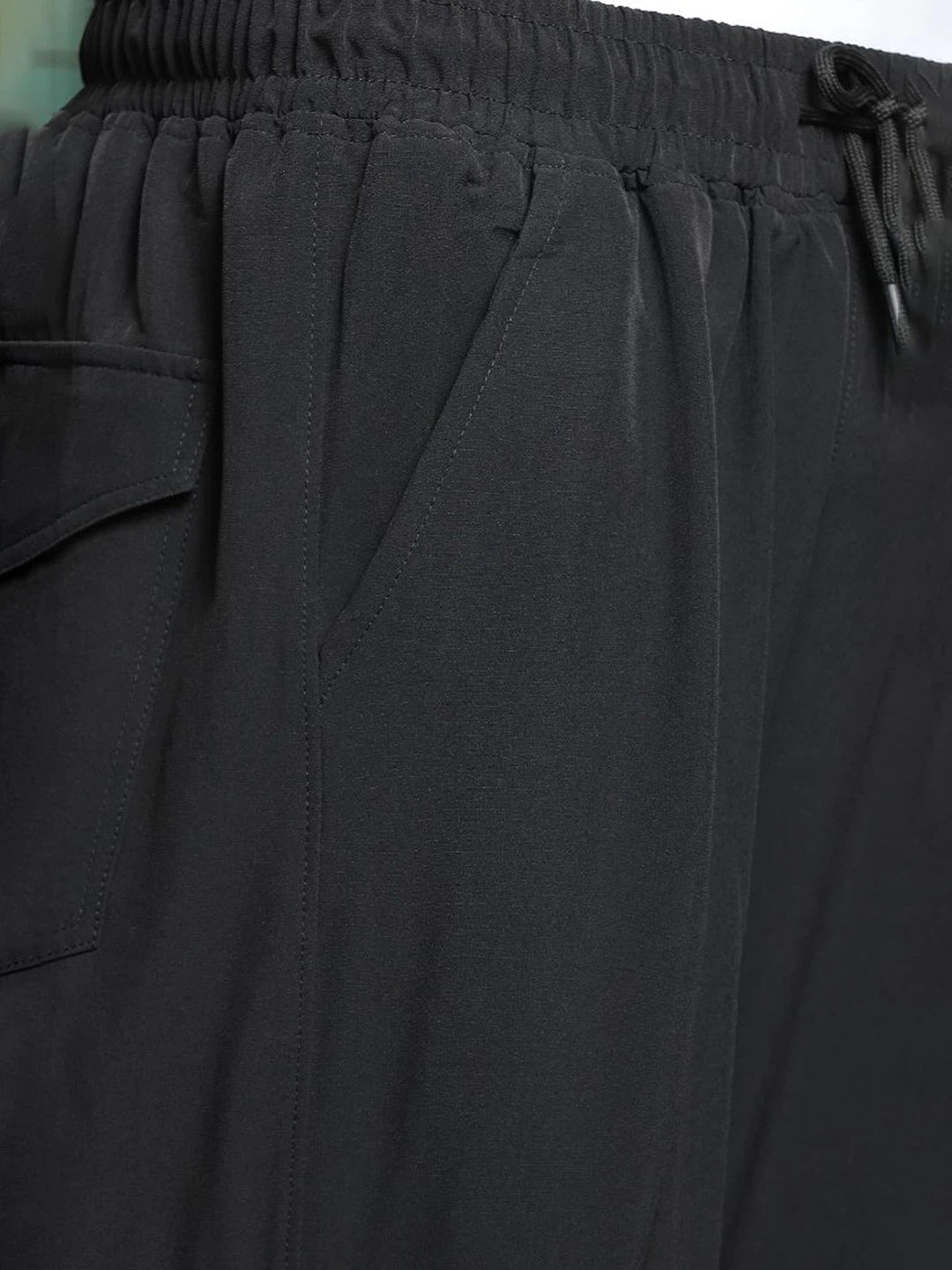 House Of Koala Black Baggy Fit Parachute Cargo Trousers
