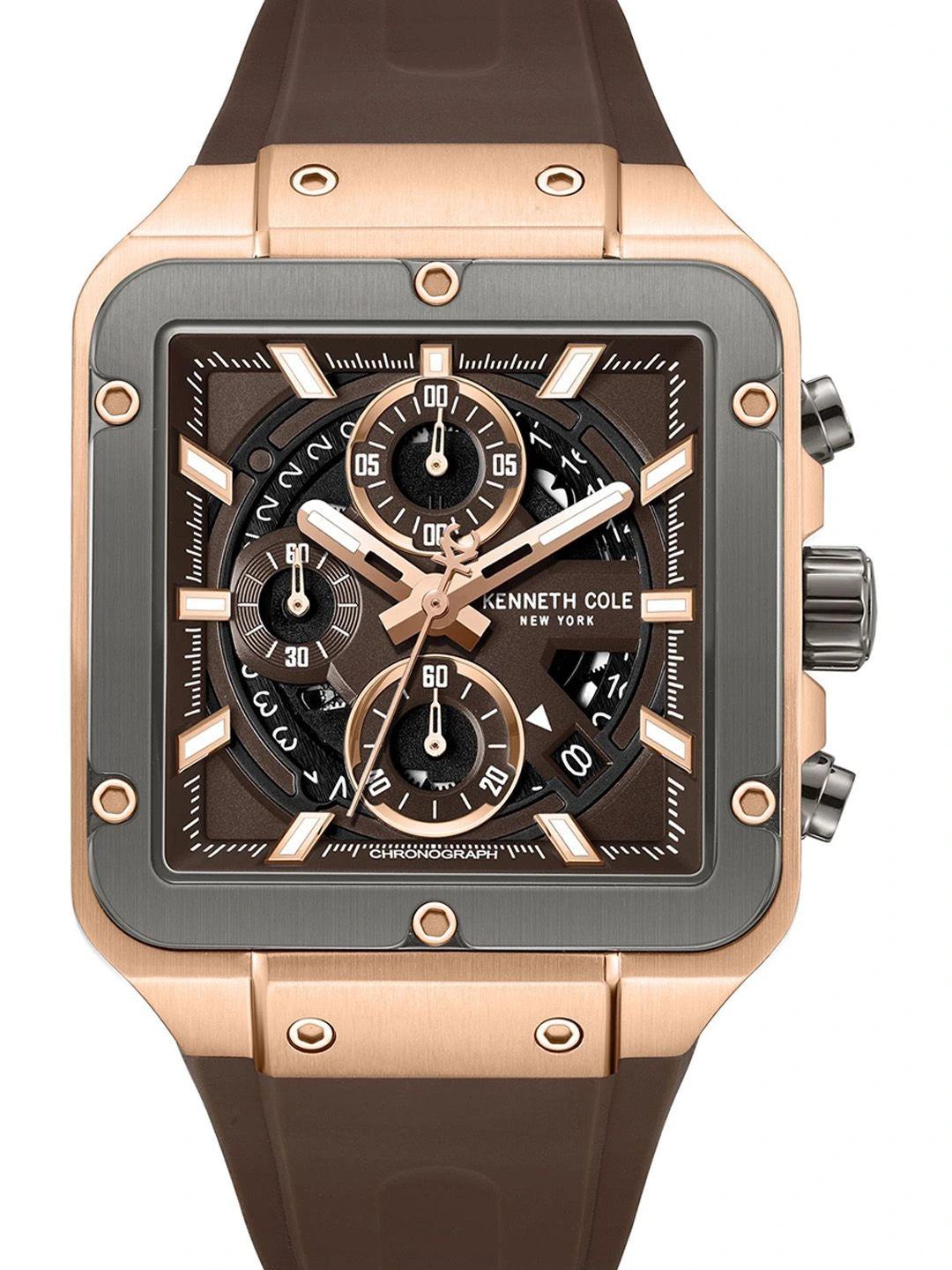 Kenneth Cole Sport Quartz Brown Square Dial Watch - KCWGO0065502MNW