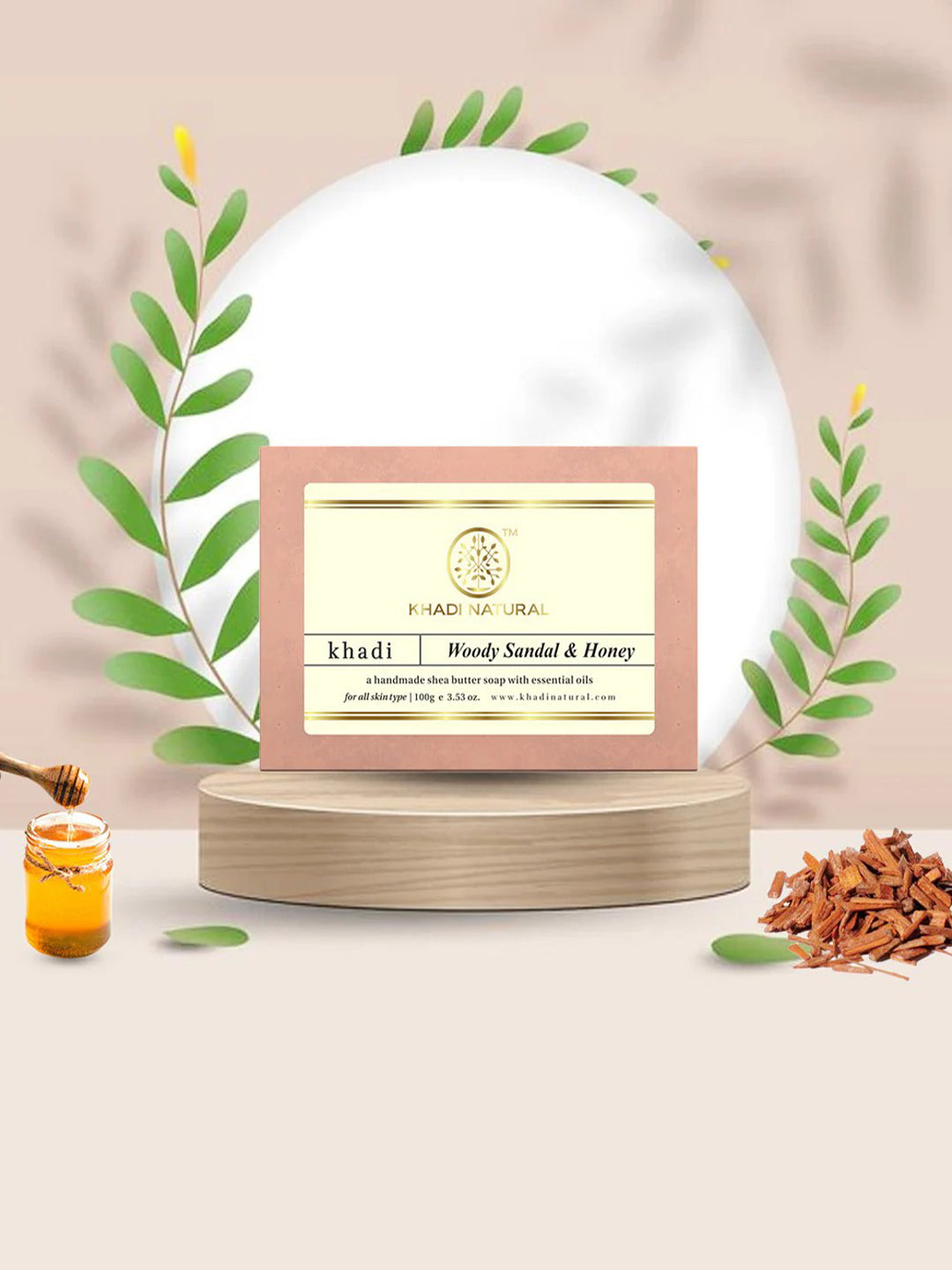 Khadi Natural Woody Sandal & Honey Soap (100g)