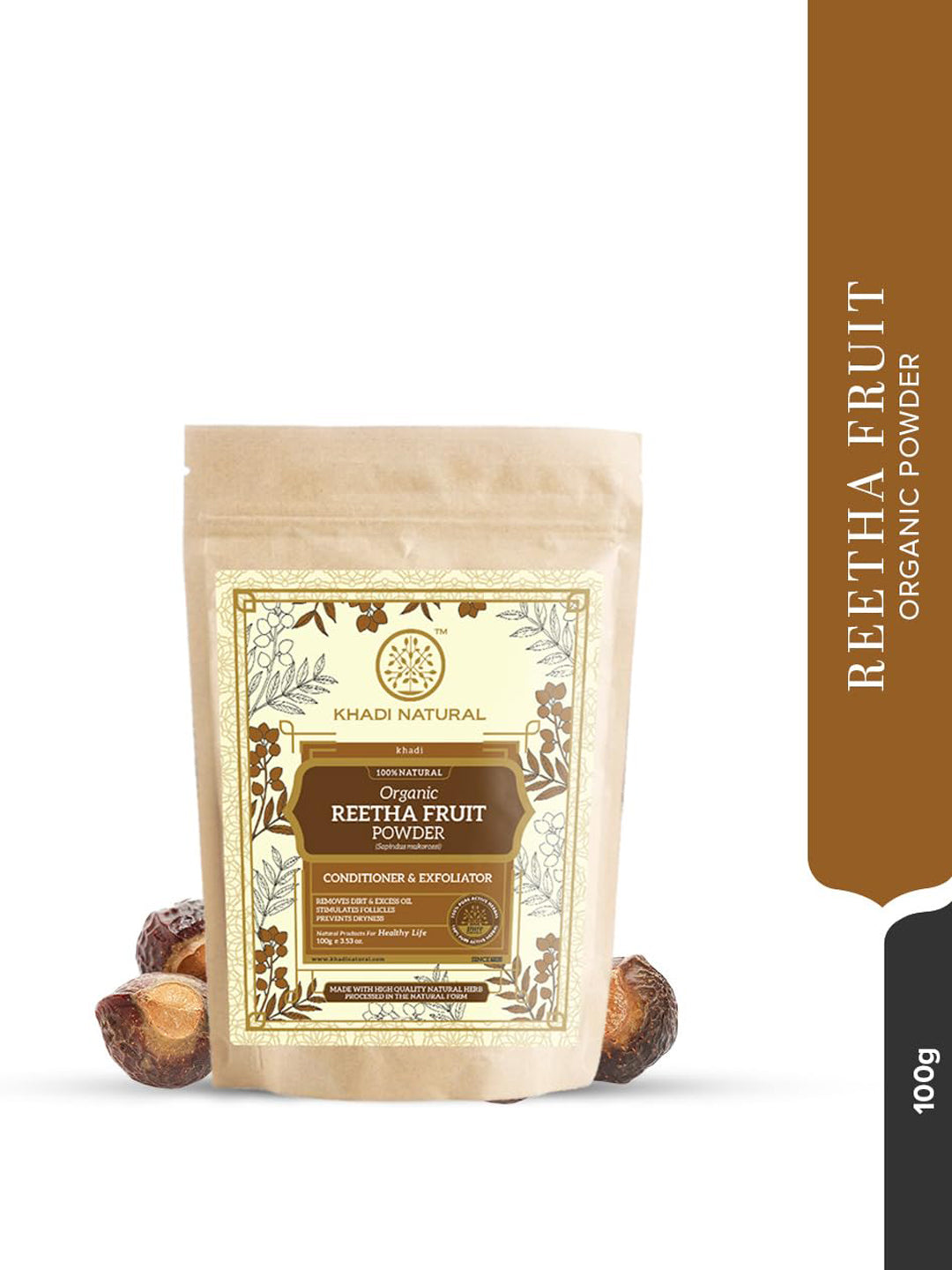 Khadi Natural Organic Reetha Fruit Powder (100g)
