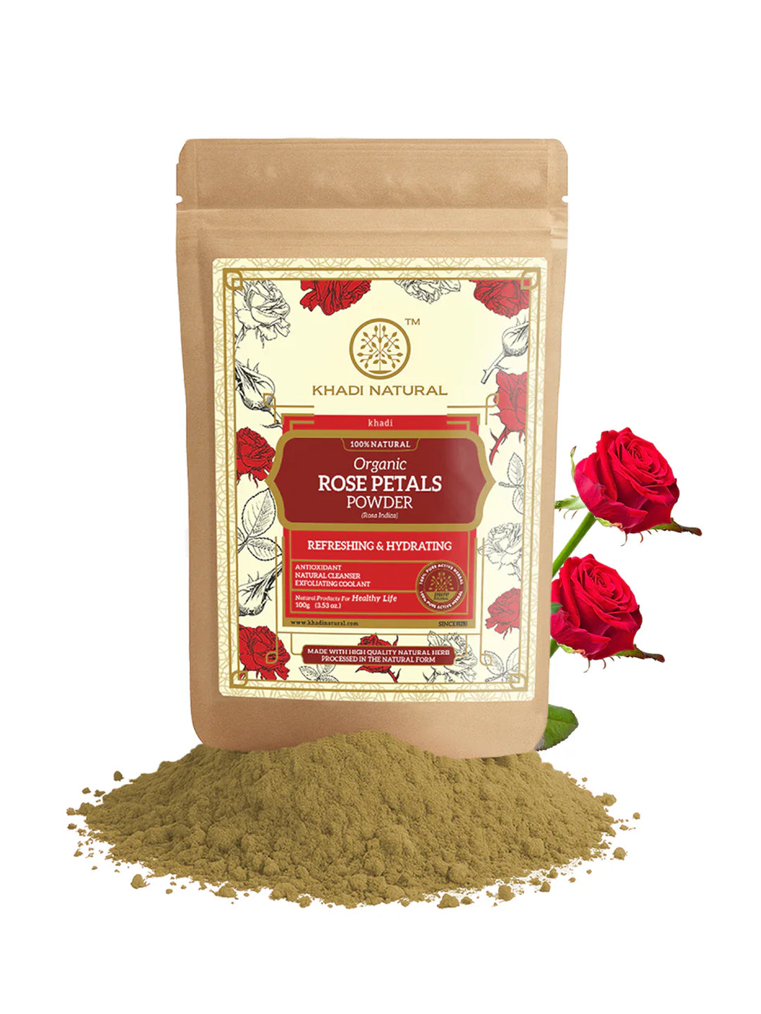 Khadi Natural Organic Rose Petals Powder (100g)