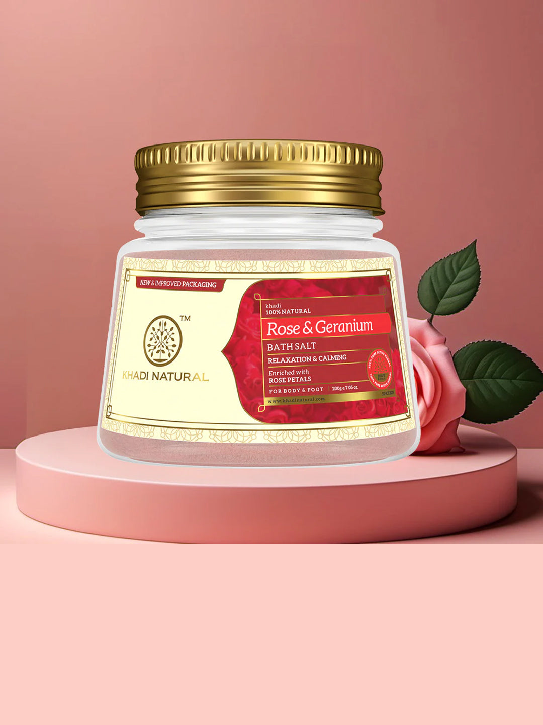 Khadi Natural Rose & Geranium with Rose Petals Bath Salt (200g)