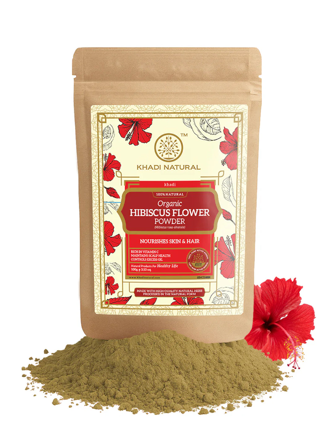 Khadi Natural Organic Hibiscus Flower Powder (100g)