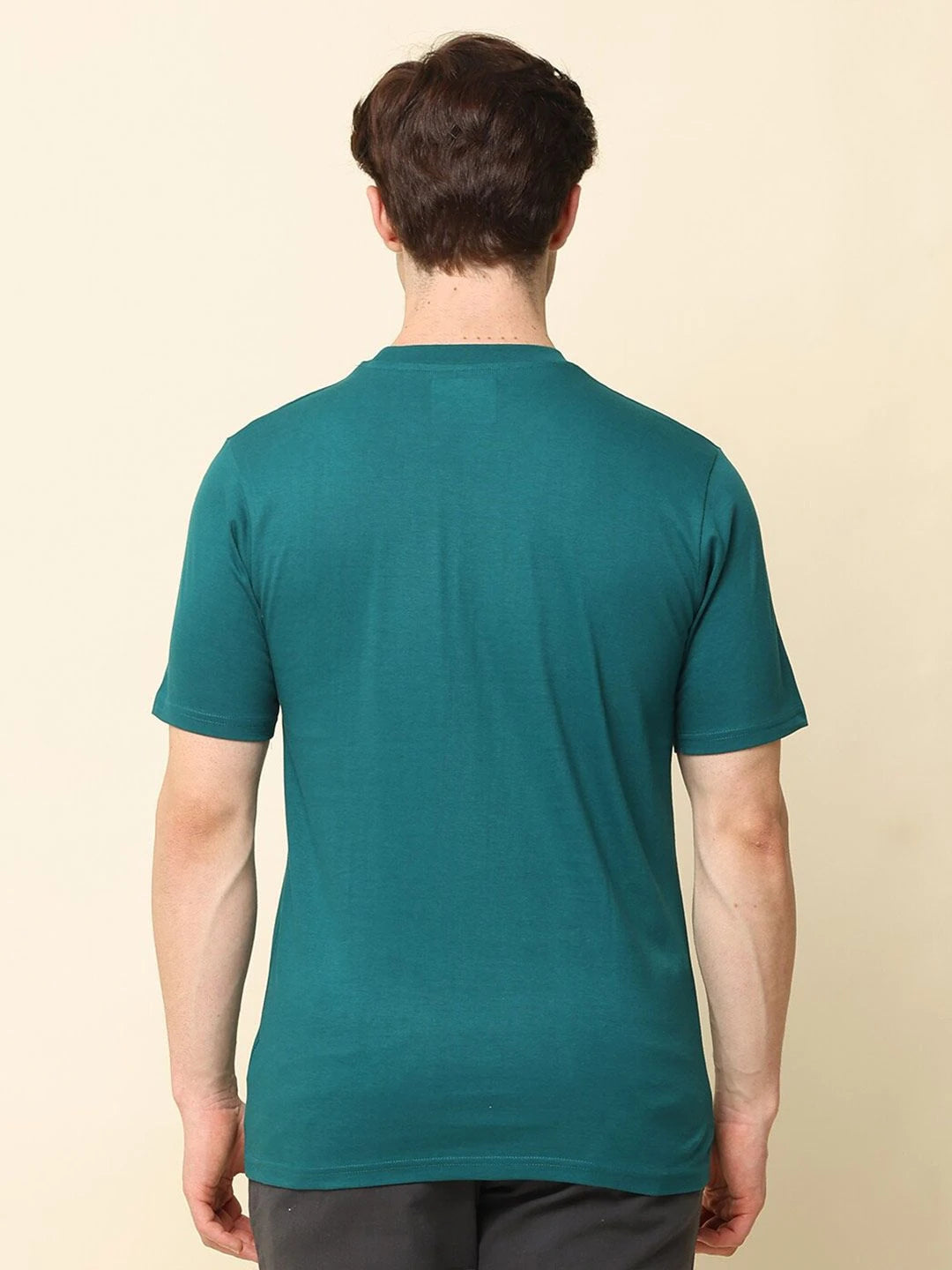 Silisoul Green Regular Fit Cotton Short Sleeves Round Neck T-Shirt