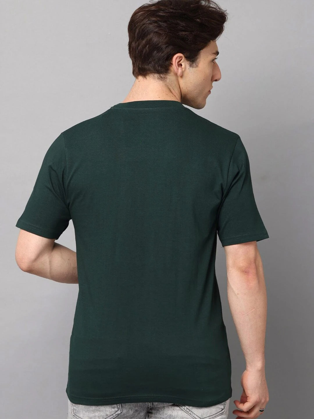 Silisoul Navy Blue Regular Fit Pure Cotton Short Sleeves T-Shirt