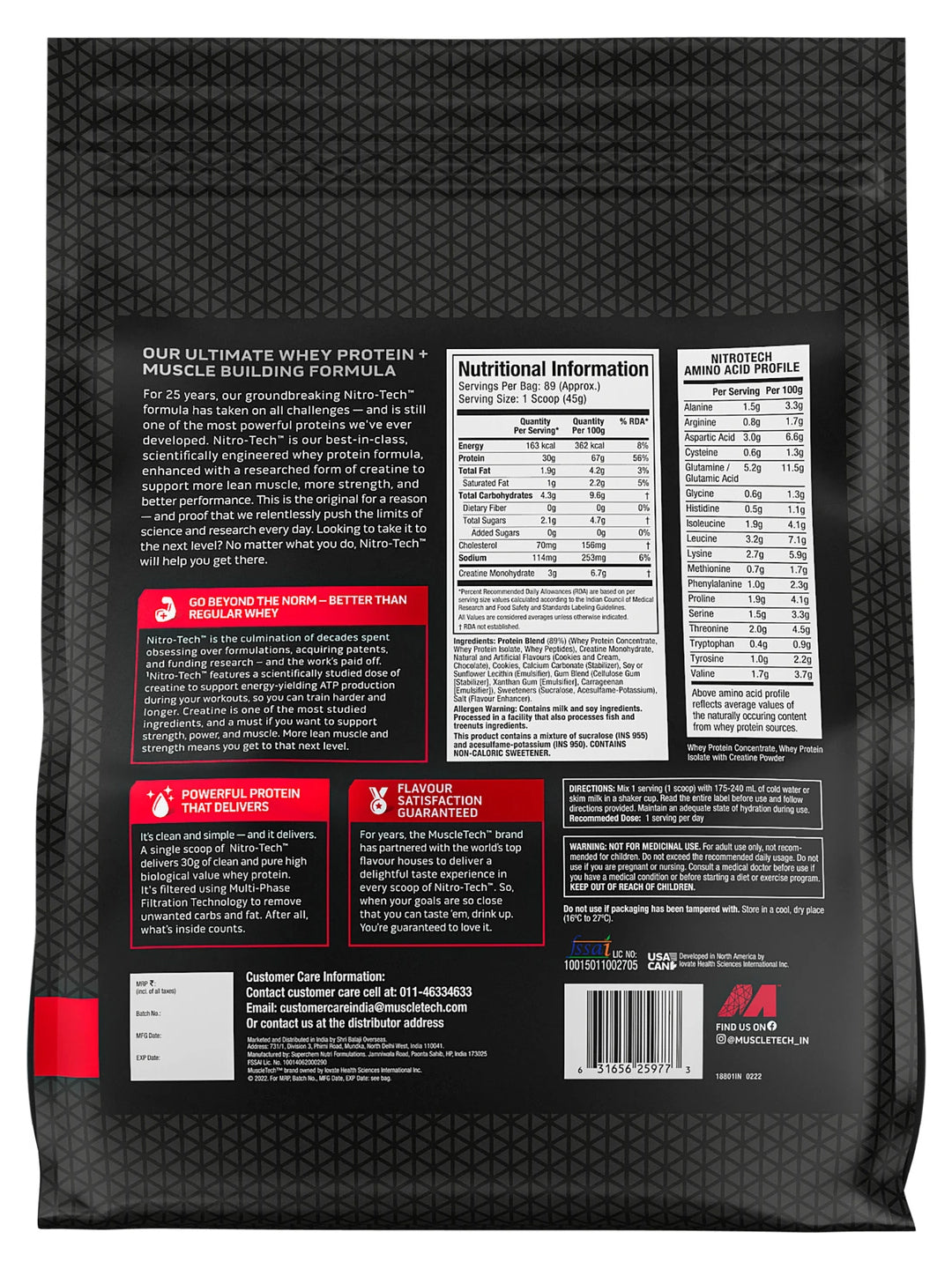 Muscletech Nitro Tech Whey Protein Cookies & Cream Powder 4 kg