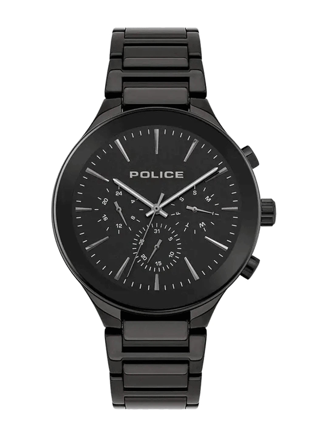 Police Round Black Dial Analog Watch With Metal Strap - PL15936JSU02M