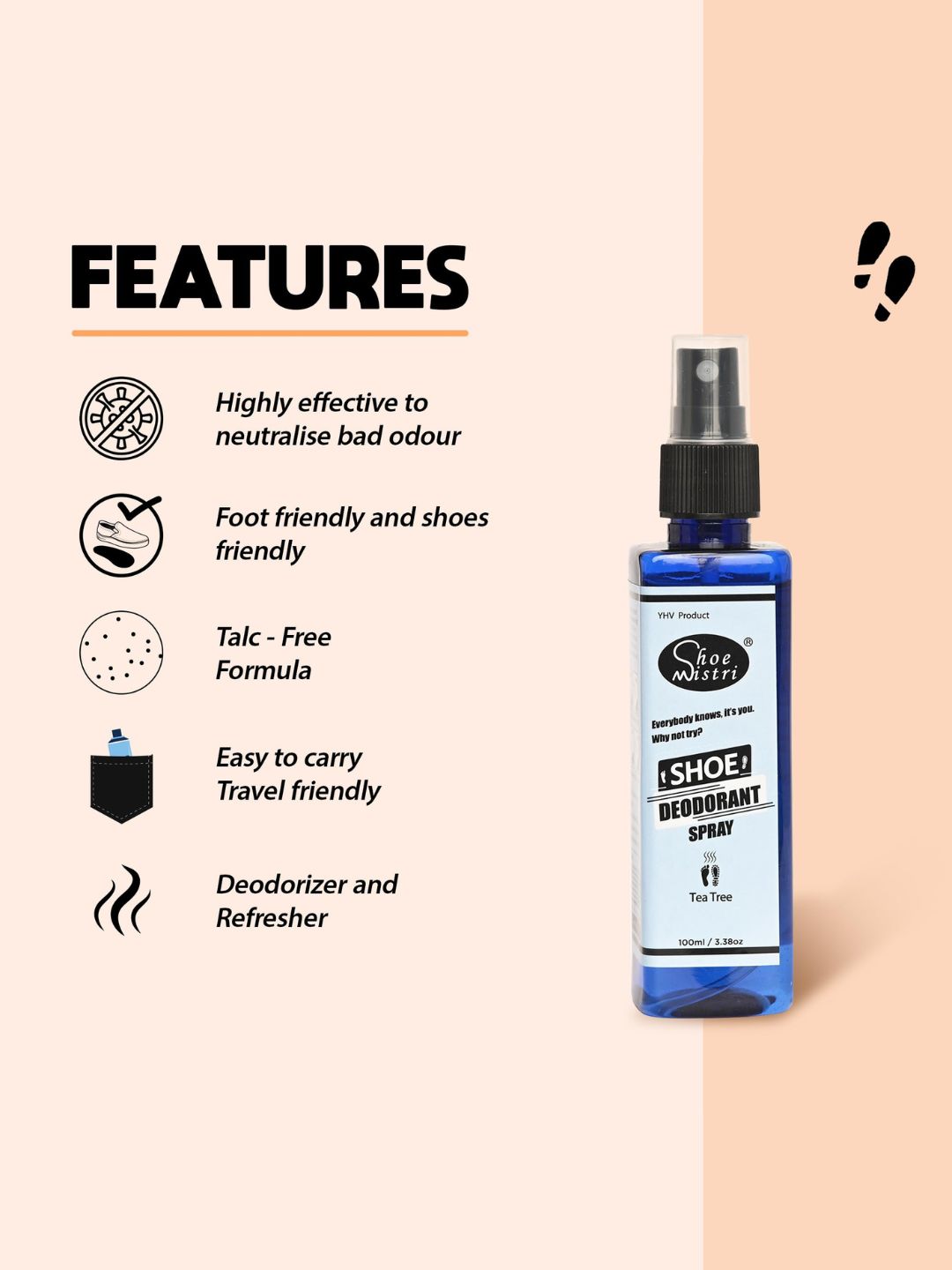 Shoe Mistri Foot & Shoe Deodorant Spray - Tea Tree Essential Oils
