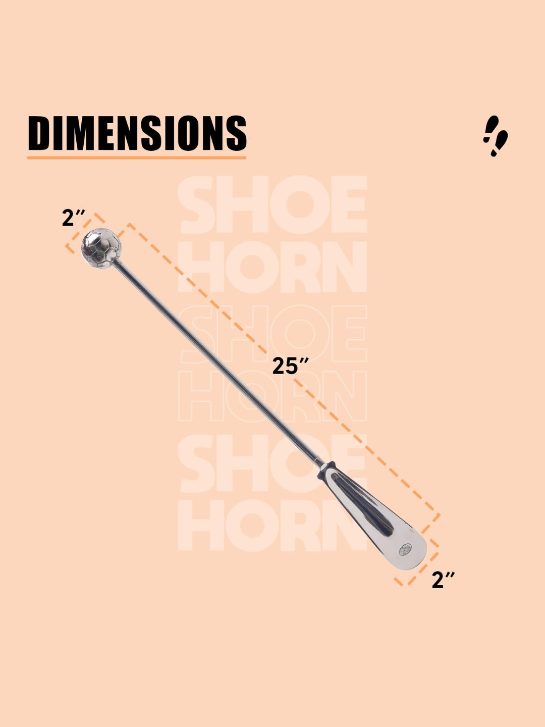 Shoe Mistri Premium Silver Aluminium Shoehorn - 24” Football Head Handle