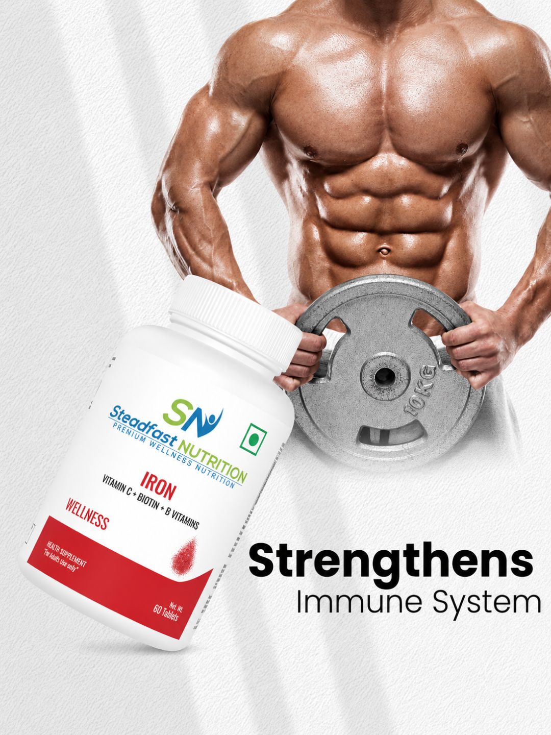 Steadfast Nutrition Iron with Vitamin C, Biotin & B Vitamins (60 Tablets)