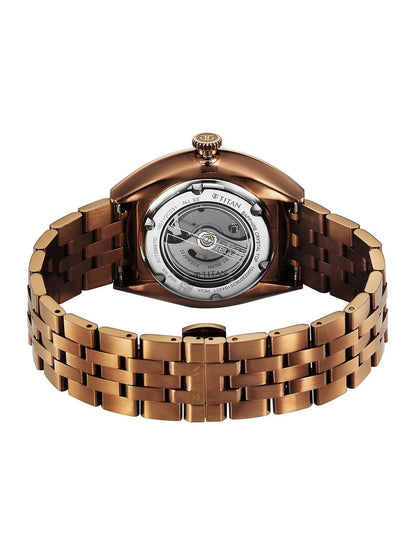 Titan Stellar Automatic Dark Gun Round Dial Watch - 10011QM01