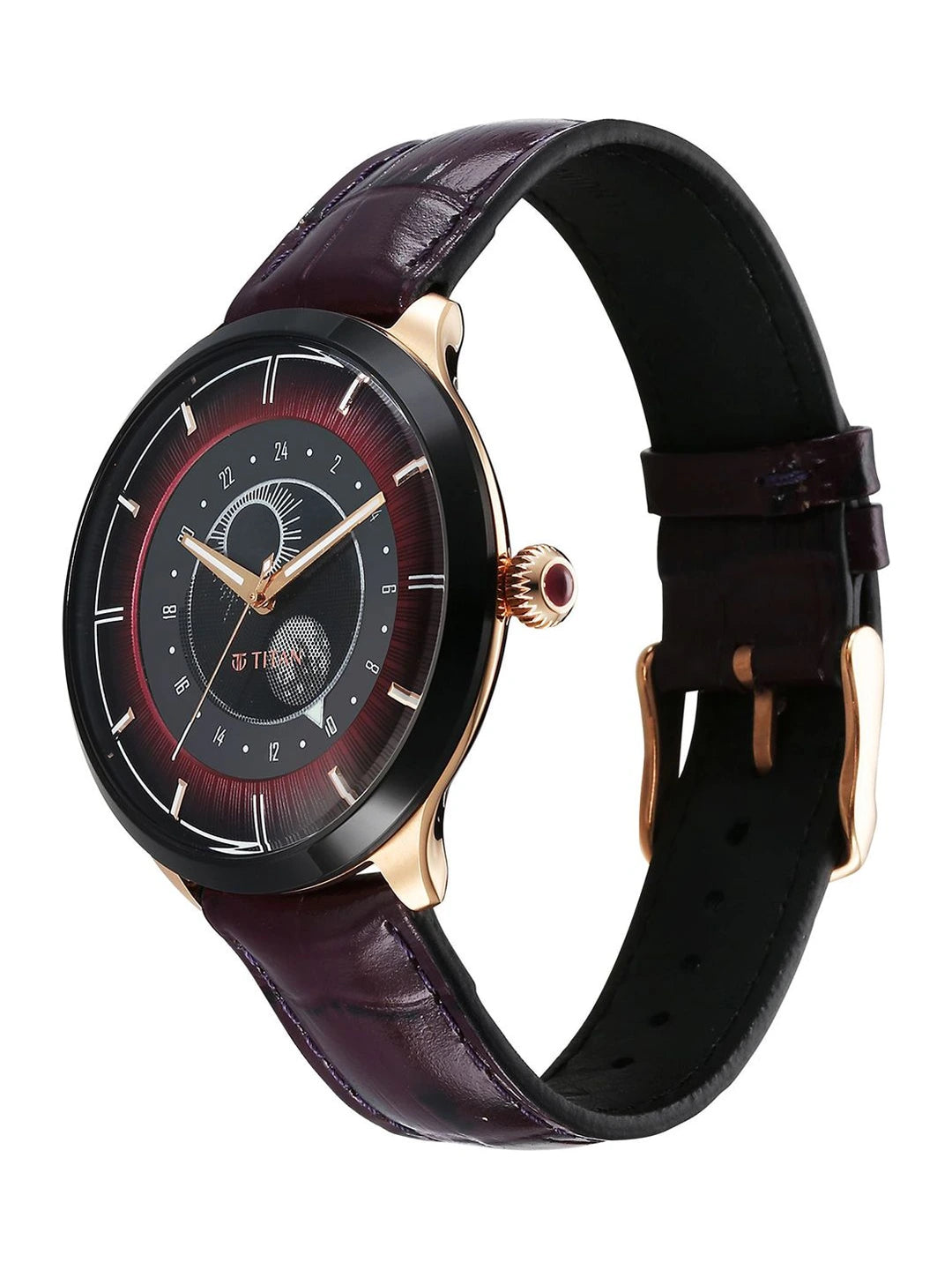 Titan Dial & Leather Strap Analogue Watch - 10028KL01