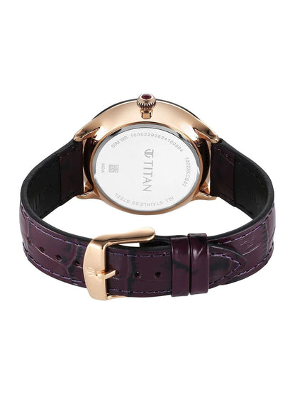 Titan Dial & Leather Strap Analogue Watch - 10028KL01