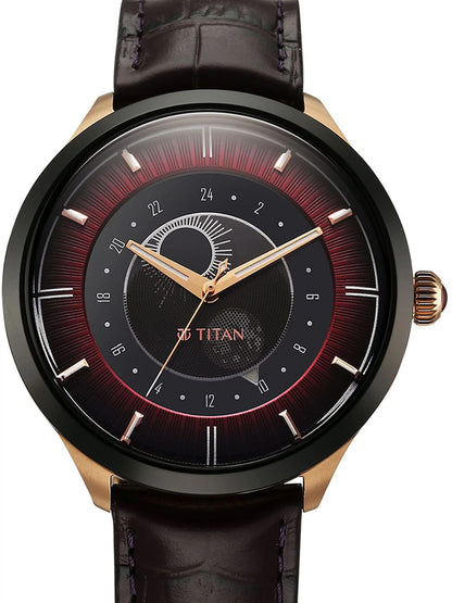 Titan Dial & Leather Strap Analogue Watch - 10028KL01