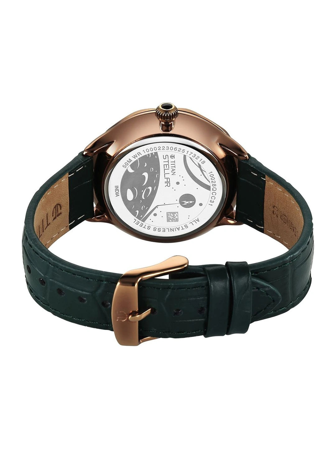 Titan Stellar Green Round Dial Quartz Watch - 10028QL01