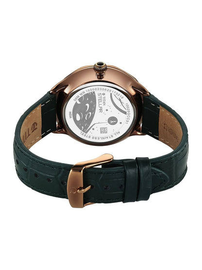 Titan Stellar Green Round Dial Quartz Watch - 10028QL01