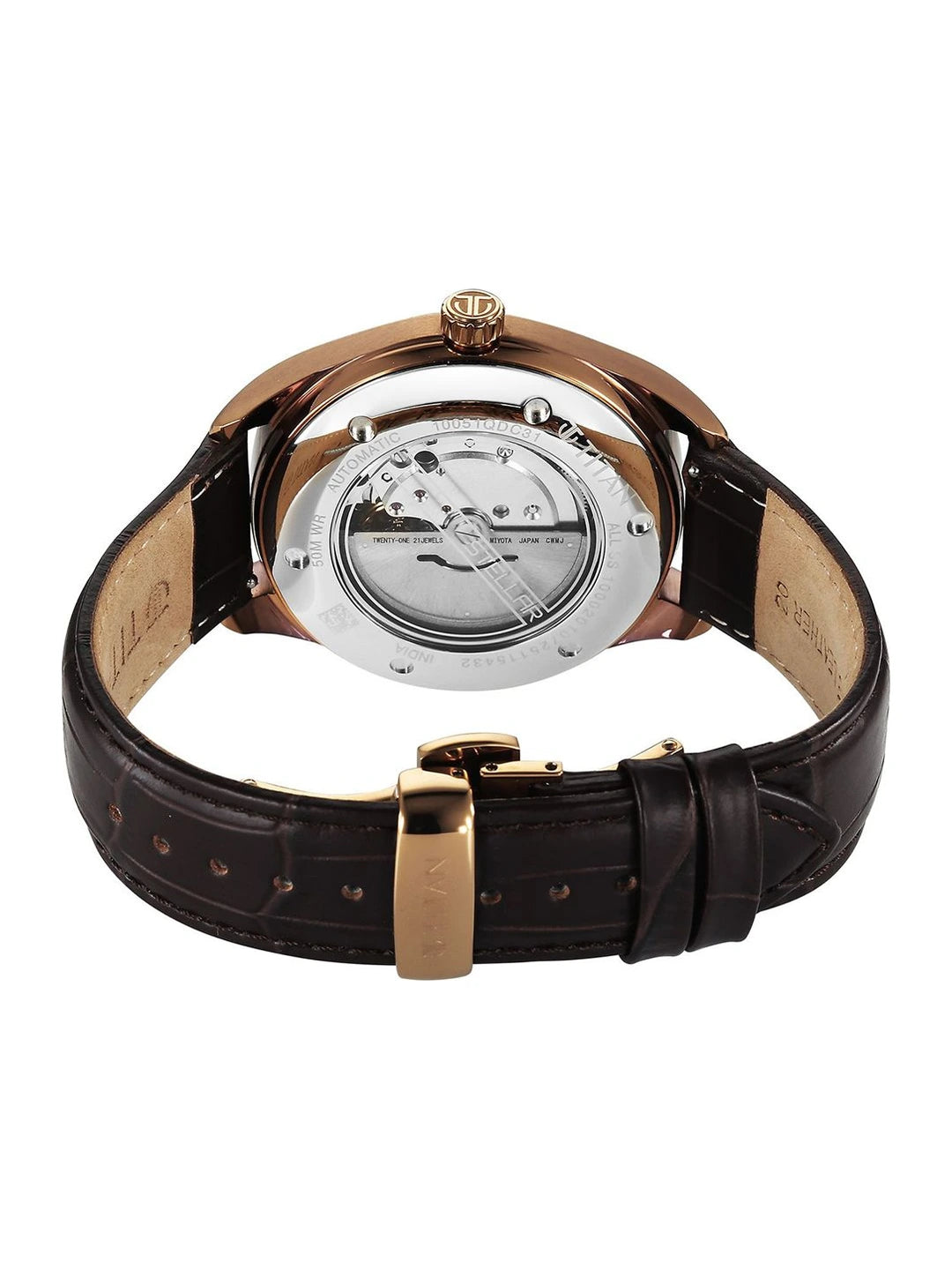 Titan Stellar Automatic Motion Leather Strap Watch - 10051QL01