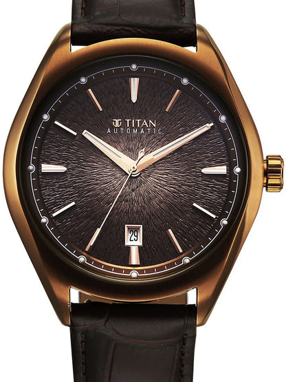 Titan Stellar Automatic Motion Leather Strap Watch - 10051QL01