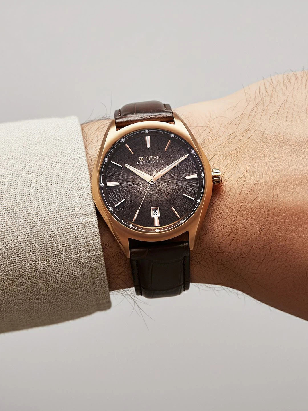 Titan Stellar Automatic Motion Leather Strap Watch - 10051QL01