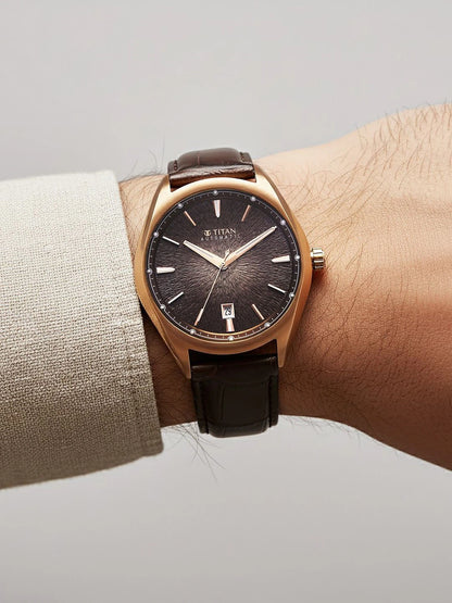 Titan Stellar Automatic Motion Leather Strap Watch - 10051QL01