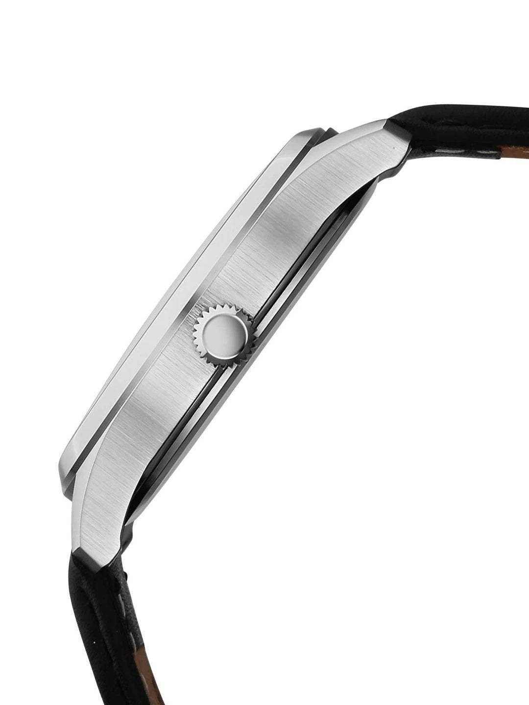 Titan Dial & Leather Strap Analogue Date Aperture Watch -  10063SL01