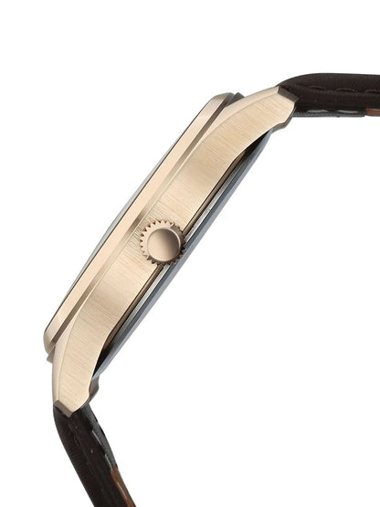 Titan Dial & Leather Strap Analogue Date Aperture Watch - 10063WL01