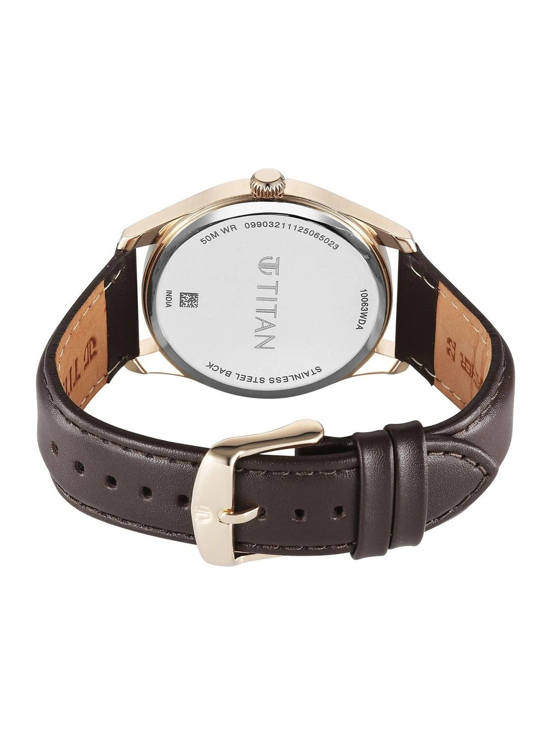 Titan Dial & Leather Strap Analogue Date Aperture Watch - 10063WL01