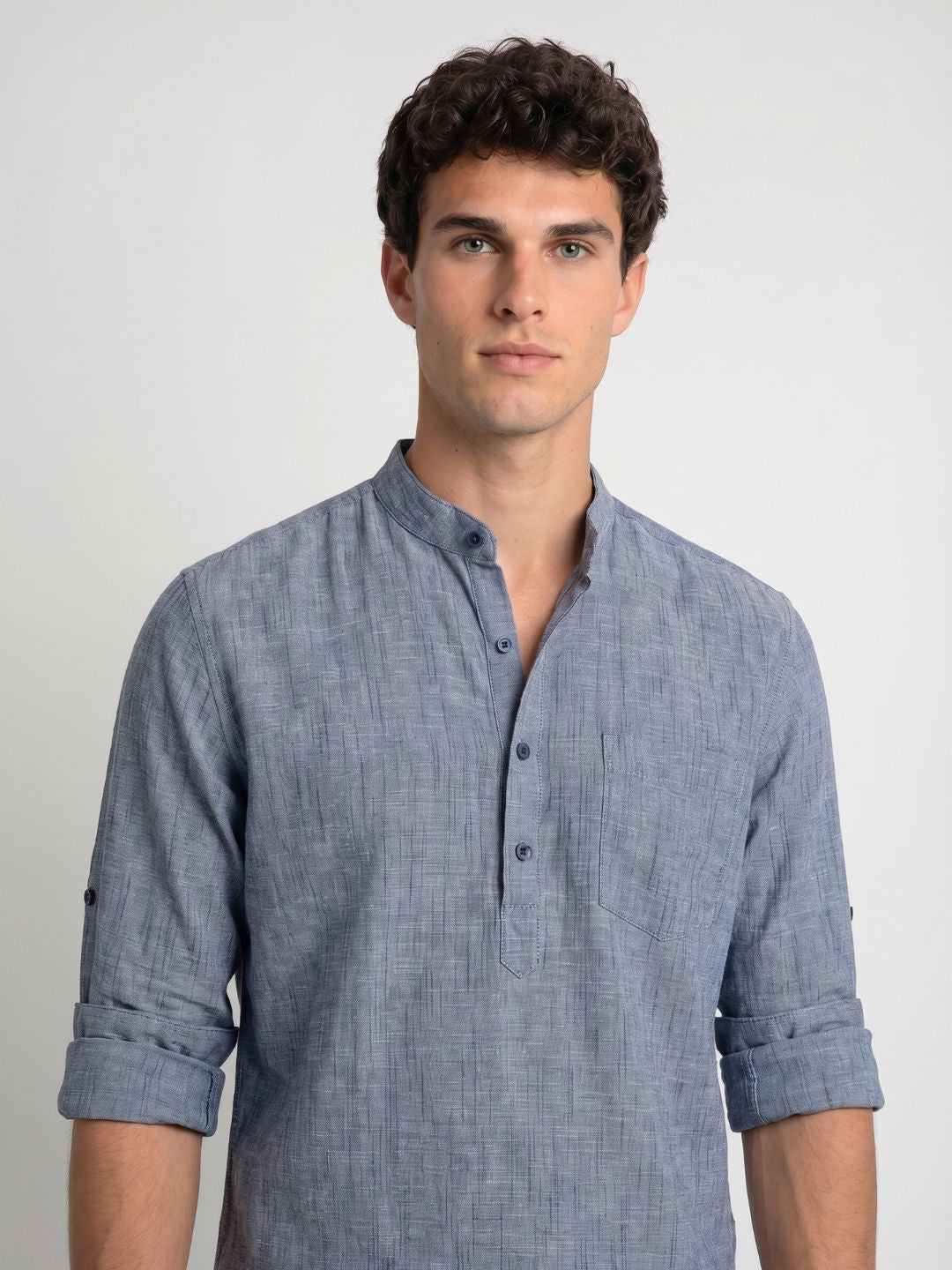 Mokajodi Blue Slim Fit  Kurta Shirt
