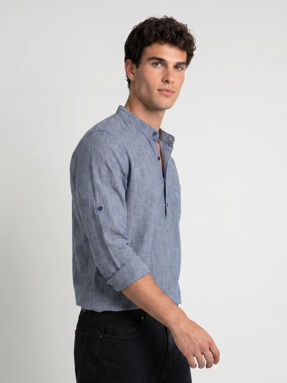 Mokajodi Blue Slim Fit  Kurta Shirt