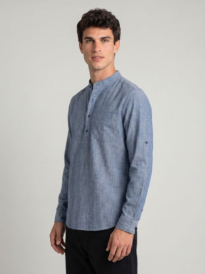 Mokajodi Blue Slim Fit  Kurta Shirt