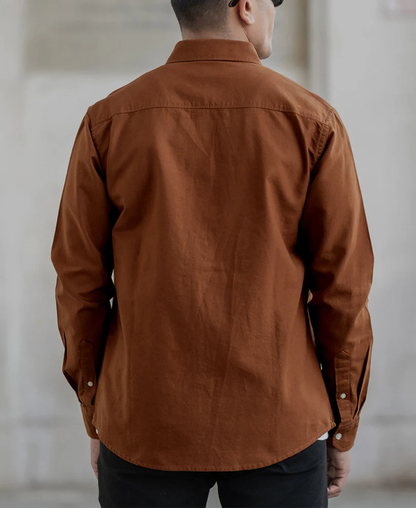 Powerlook Tan Oxford Shirt  Cotton