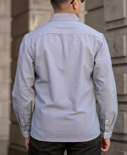Powerlook Navy Micro Check Lightweight Cotton Shirt