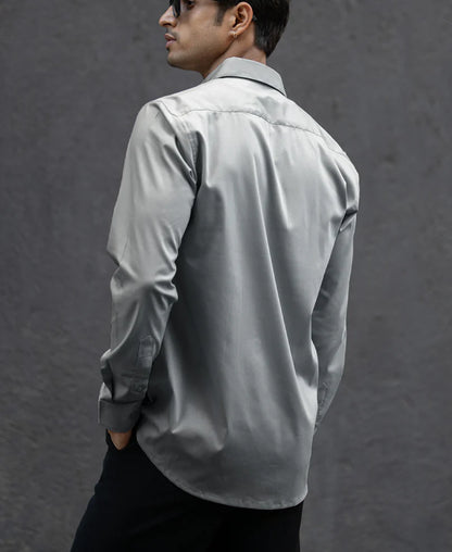 Powerlook Grey Melange Polyester Shirt