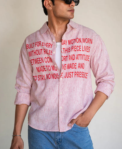 Powerlook Red Pin Stripe Printed Shirt