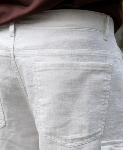 Powerlook White Cotton Cargo Pant